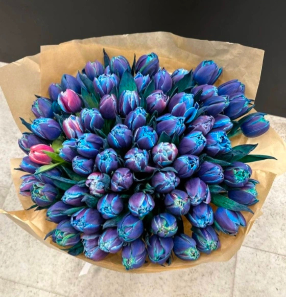 Luxury hand-tied blue tulip flowers for gifting in UAE