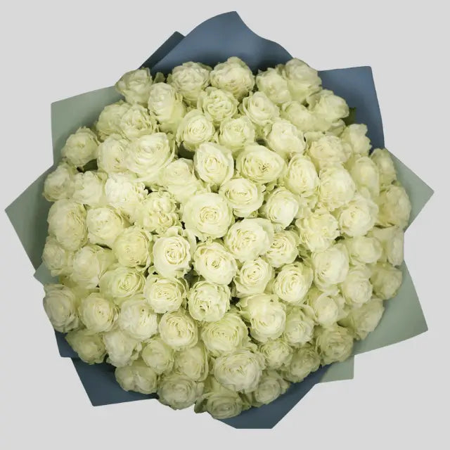Luxury bouquet of 75 Ecuadorian white roses – perfect for weddings and premium flower delivery in Dubai