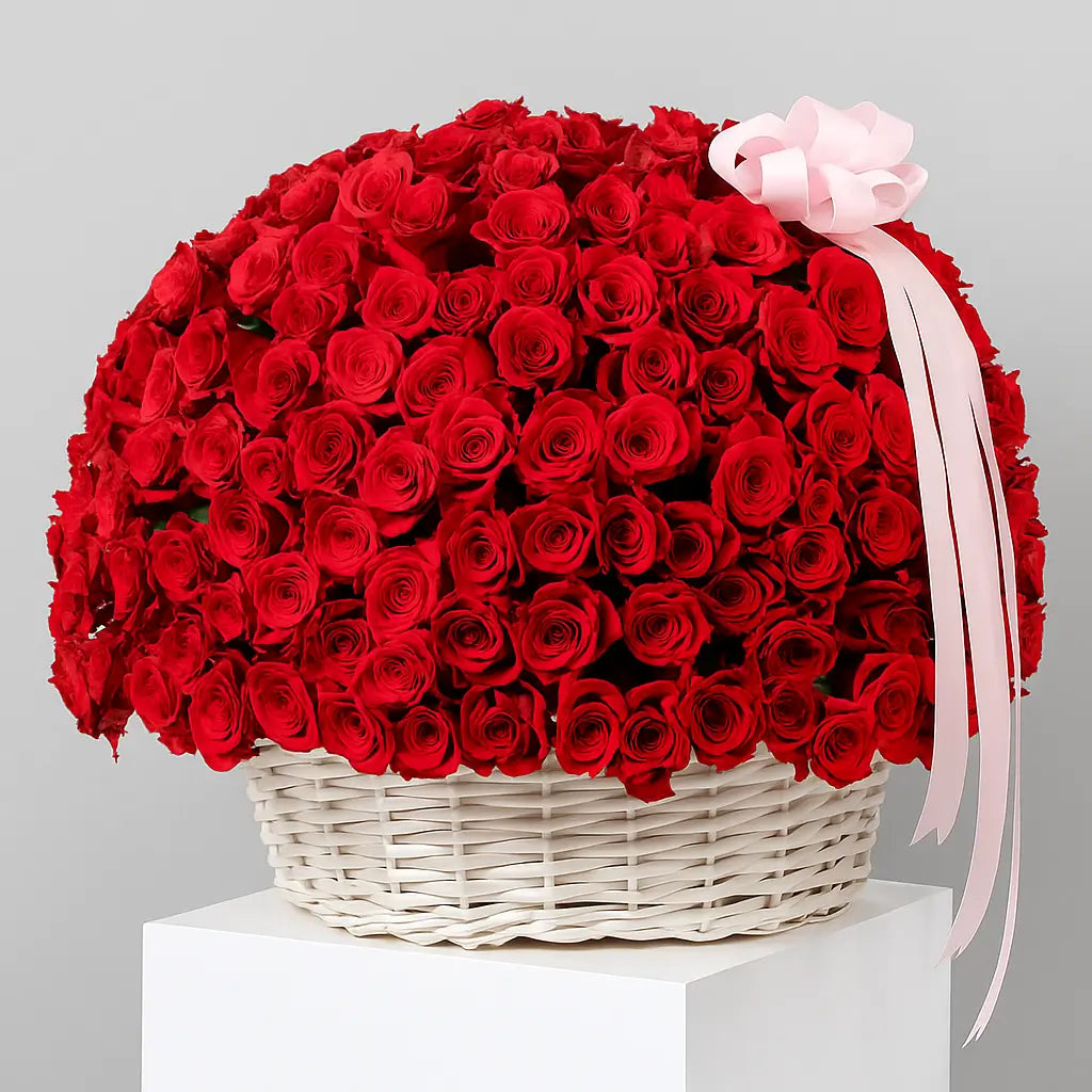 Luxury 365 Red Roses Basket Dubai – Elegant romantic flower gift