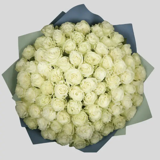 Luxury bouquet of 75 Ecuadorian white roses – perfect for weddings and premium flower delivery in Dubai