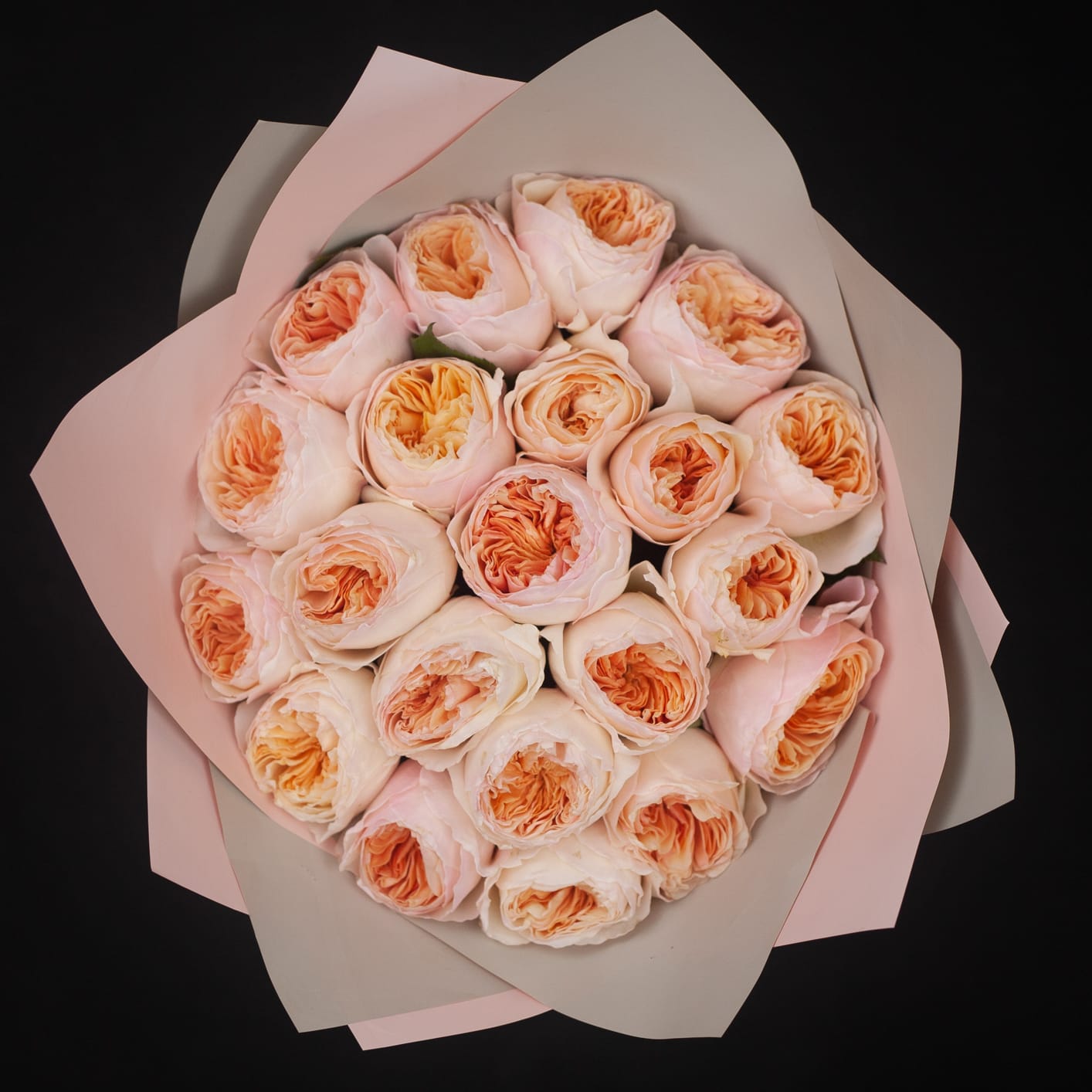Peony Rose Juliet bouquet in soft peach and blush tones

