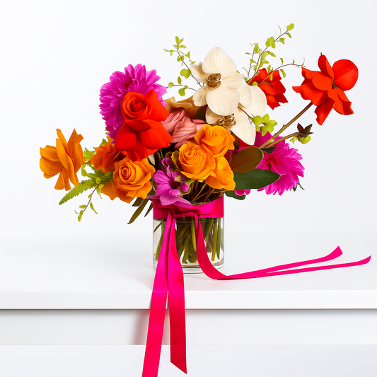 Radiant Charm Bouquet with soft-toned roses, lisianthus, and pink accents – flower delivery Dubai