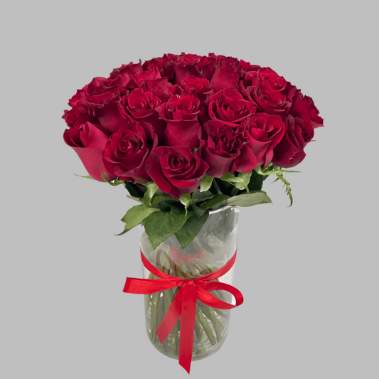 Timeless Love - classic Red Roses vase