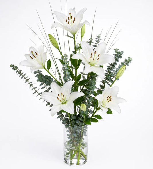 White Lily Vase Arrangement
