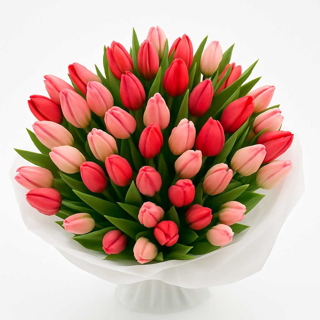 Mixed pink tulips bouquet in soft romantic tones – flower delivery Dubai