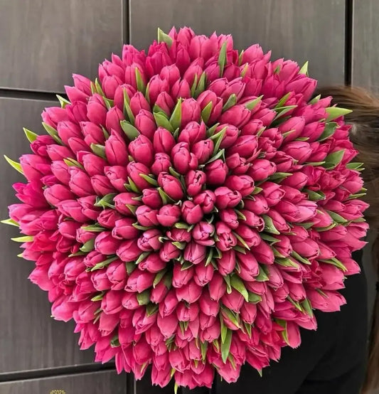 Elegant pink tulips bouquet wrapped for luxury flower delivery in Dubai