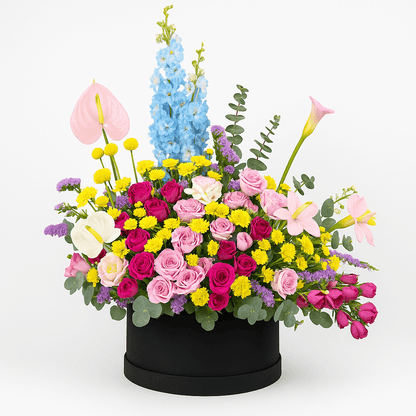 Radiant Rhapsody Hatbox Goshen Flower