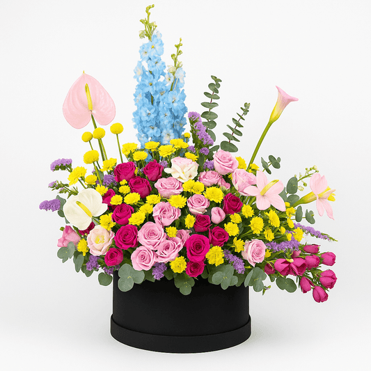 Radiant Rhapsody Hatbox Goshen Flower